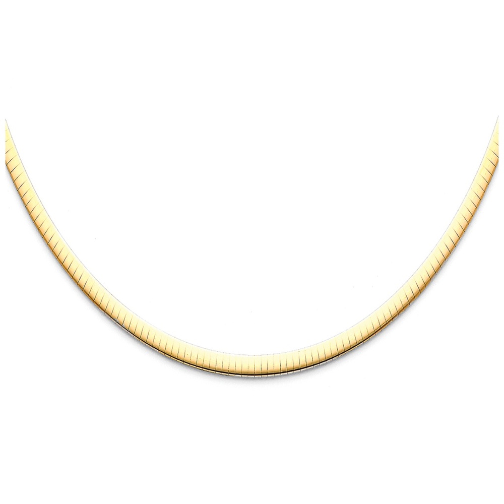 14K Yellow  4mm Reversible Omega Necklace - 18"